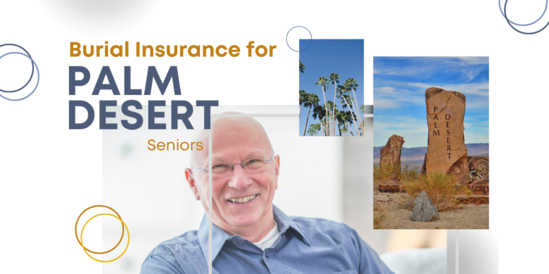 A picture of a stunning Palm Desert, with a silhouette of an elderly person, representing the tranquility and protection offered by burial insurance for Palm Desert seniors.