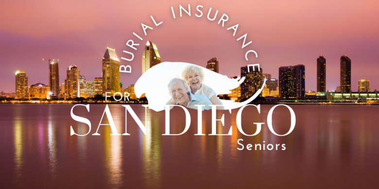 Image of a serene San Diego cityscape at twilight, with an elderly couple enjoying, symbolizing the tranquility and security provided by burial insurance for San Diego seniors.