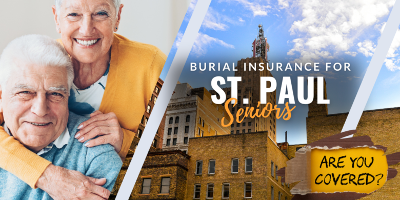 Image of St. Paul's distinctive cityscape, with a smiling senior couple illustrating the assurance and tranquility available to St. Paul's elderly community.