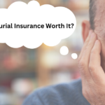 Elderly man contemplating with a thought bubble asking, "Is Burial Insurance Worth It?"